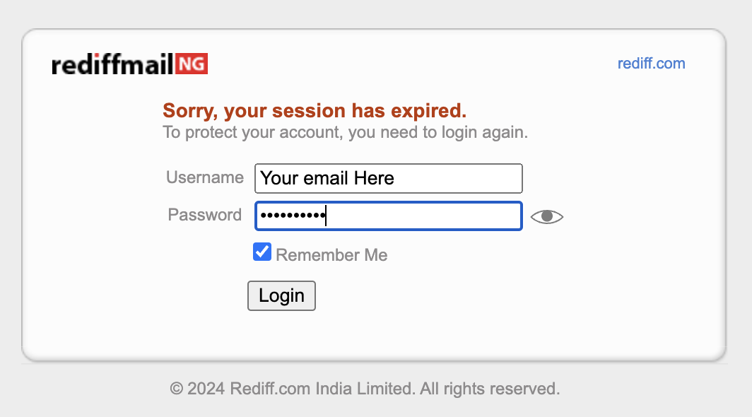 Rediffmail Login
